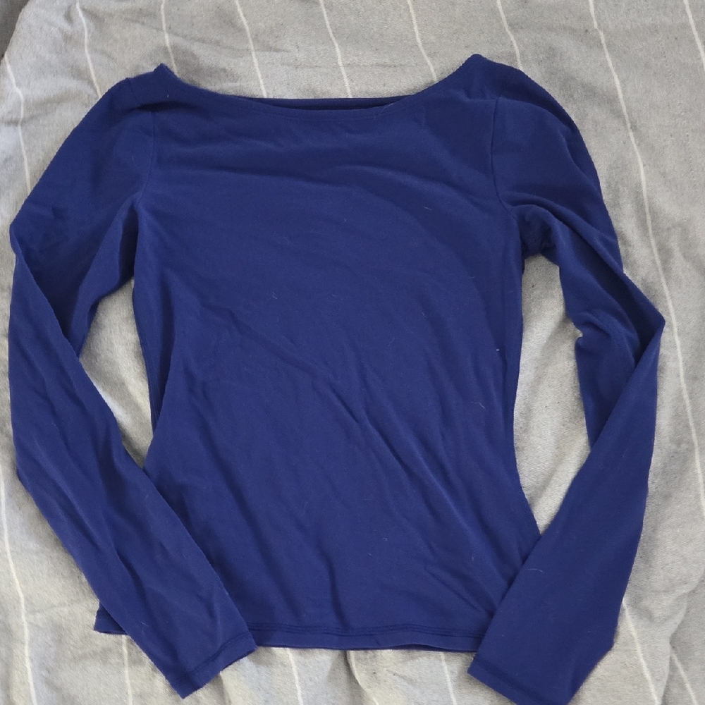 TNA Women's Long Sleeve Boatneck Top in Navy Blue